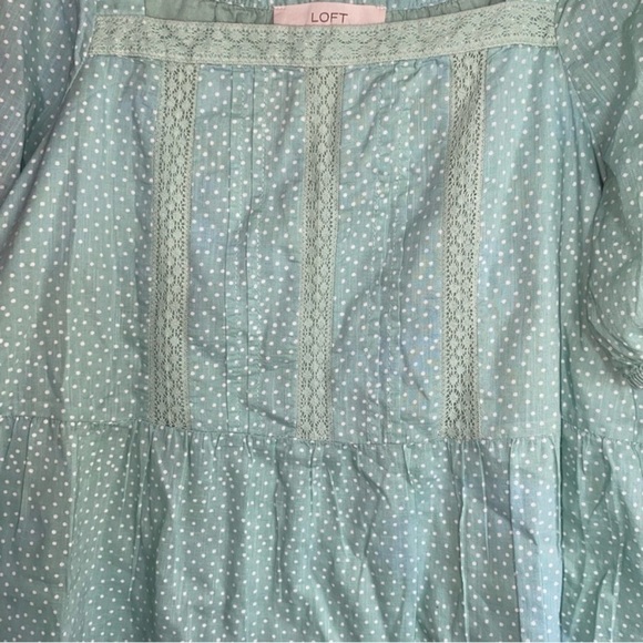 Loft Green Polka Dot Peplum Blouse - Picture 2 of 5